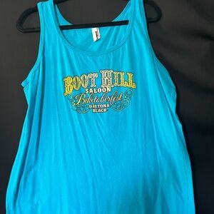 Gildan Blue Tank Top with Yellow Graphic